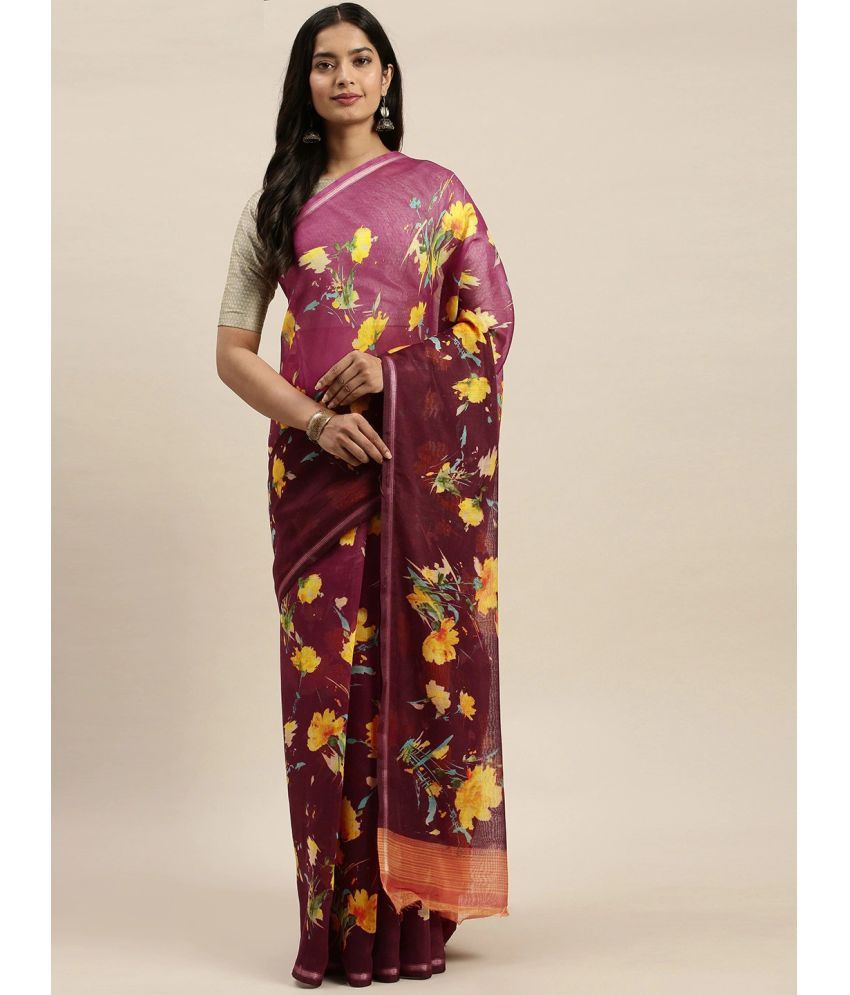     			Vaamsi Art Silk Printed Saree With Blouse Piece - Purple ( Pack of 1 )