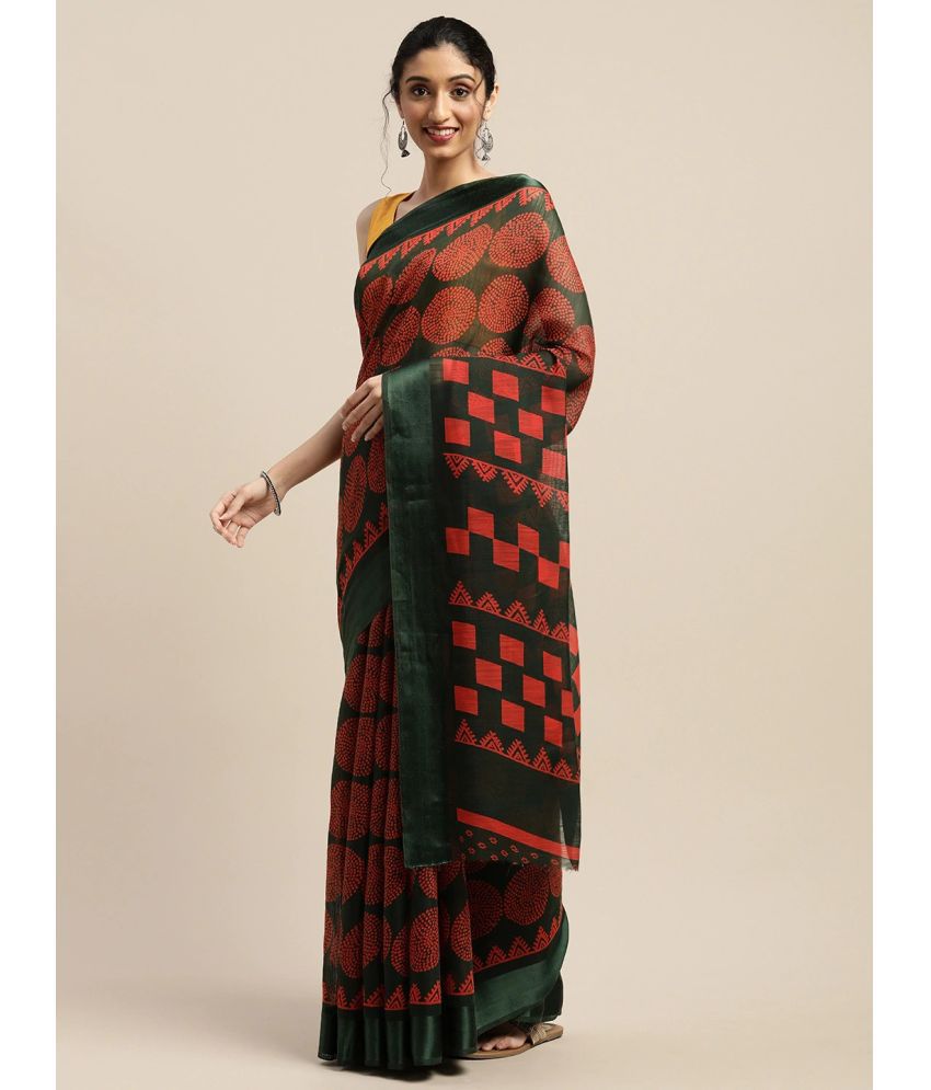     			Vaamsi Art Silk Printed Saree With Blouse Piece - Green ( Pack of 1 )
