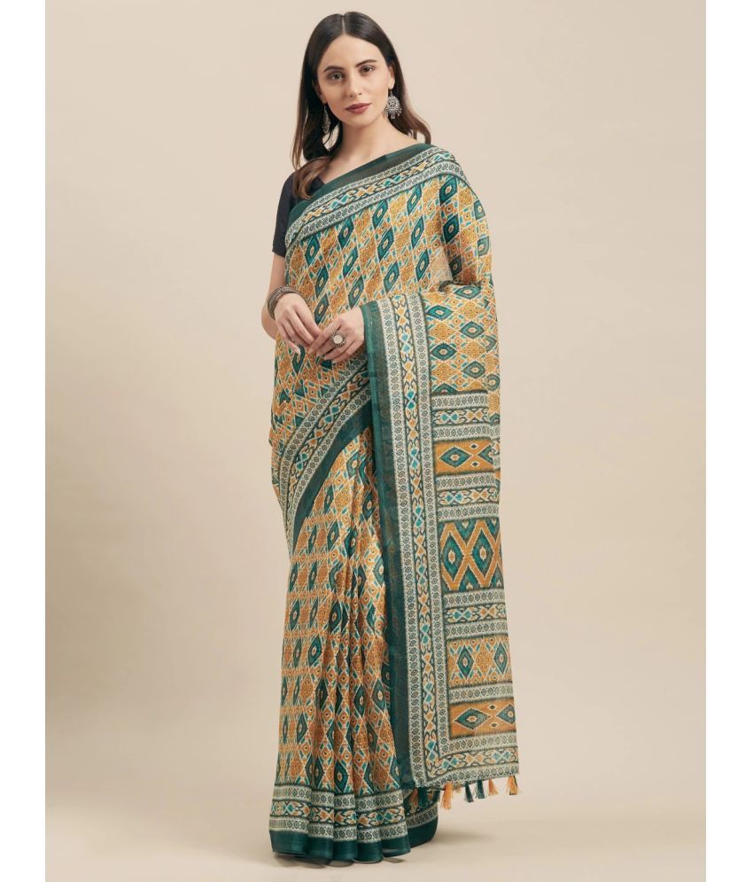     			Vaamsi Art Silk Printed Saree With Blouse Piece - Green ( Pack of 1 )