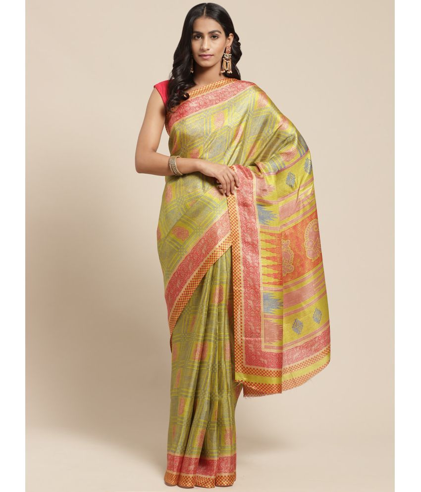     			Vaamsi Art Silk Printed Saree With Blouse Piece - Green ( Pack of 1 )