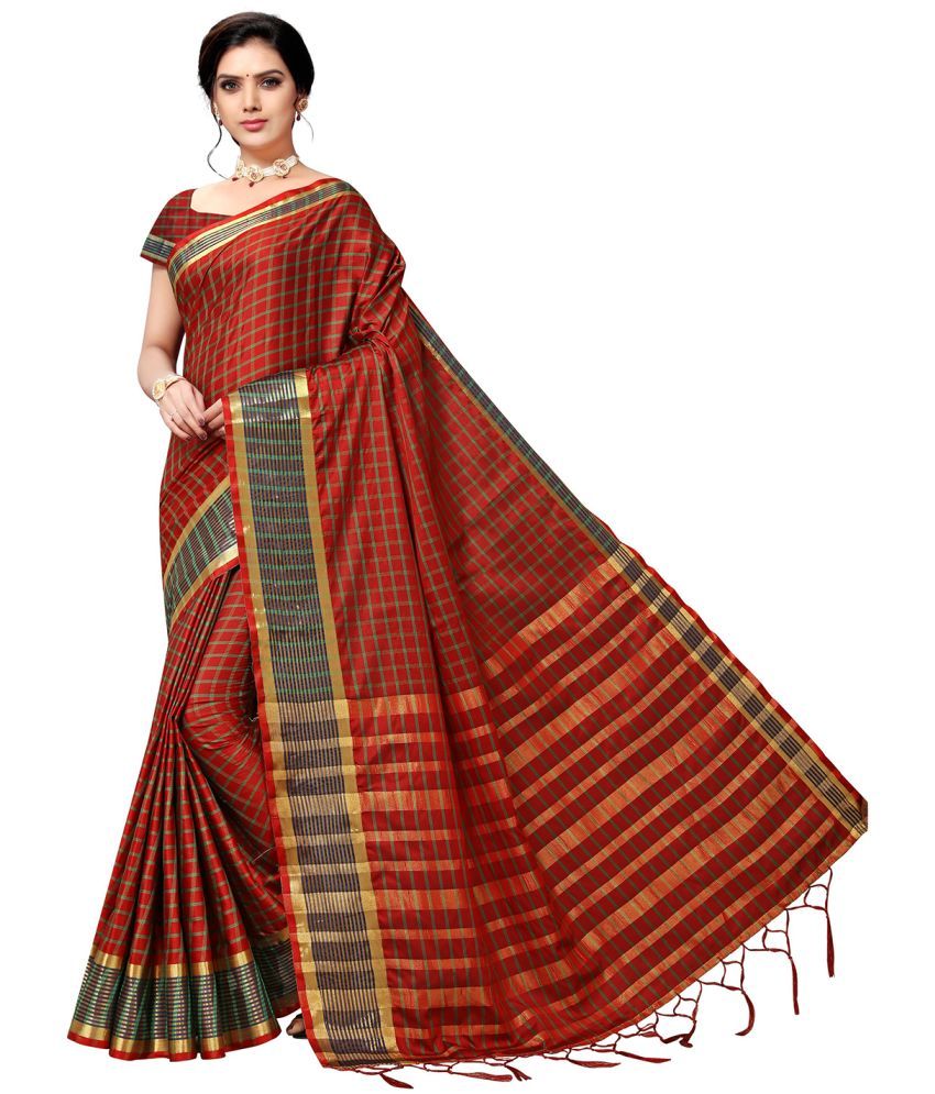     			Vaamsi Art Silk Self Design Saree With Blouse Piece - Brown ( Pack of 1 )