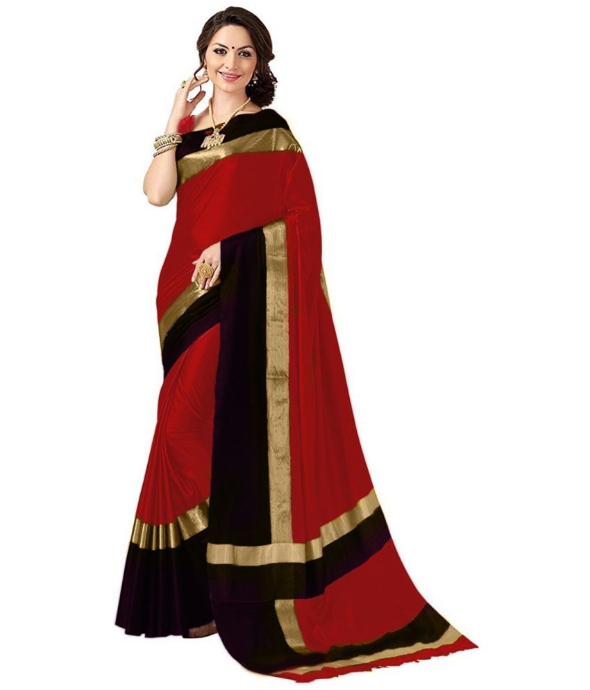     			Vkaran Cotton Silk Applique Saree Without Blouse Piece - Multicolor ( Pack of 1 )