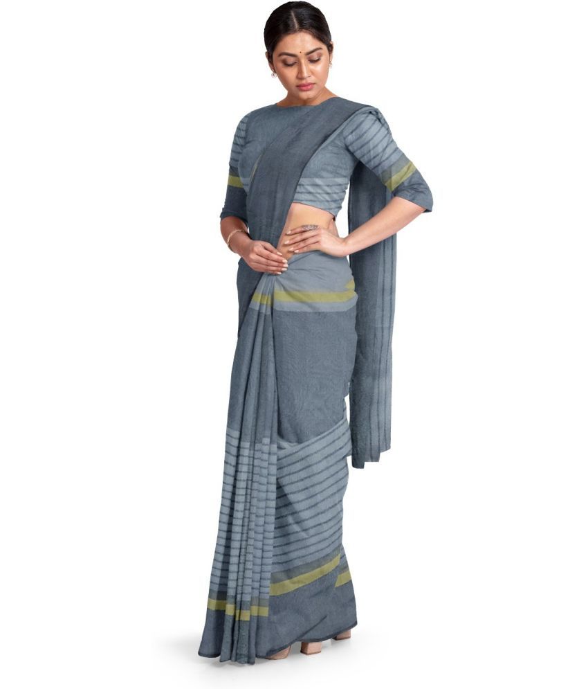     			Vkaran Cotton Silk Applique Saree Without Blouse Piece - Blue ( Pack of 1 )