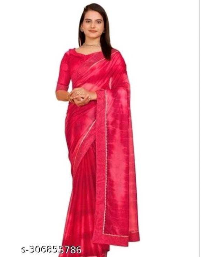     			Vkaran Cotton Silk Self Design Saree Without Blouse Piece - Pink ( Pack of 1 )