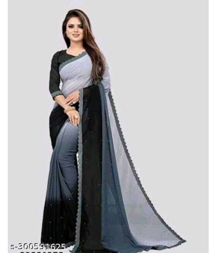     			Vkaran Cotton Silk Solid Saree Without Blouse Piece - Black ( Pack of 1 )