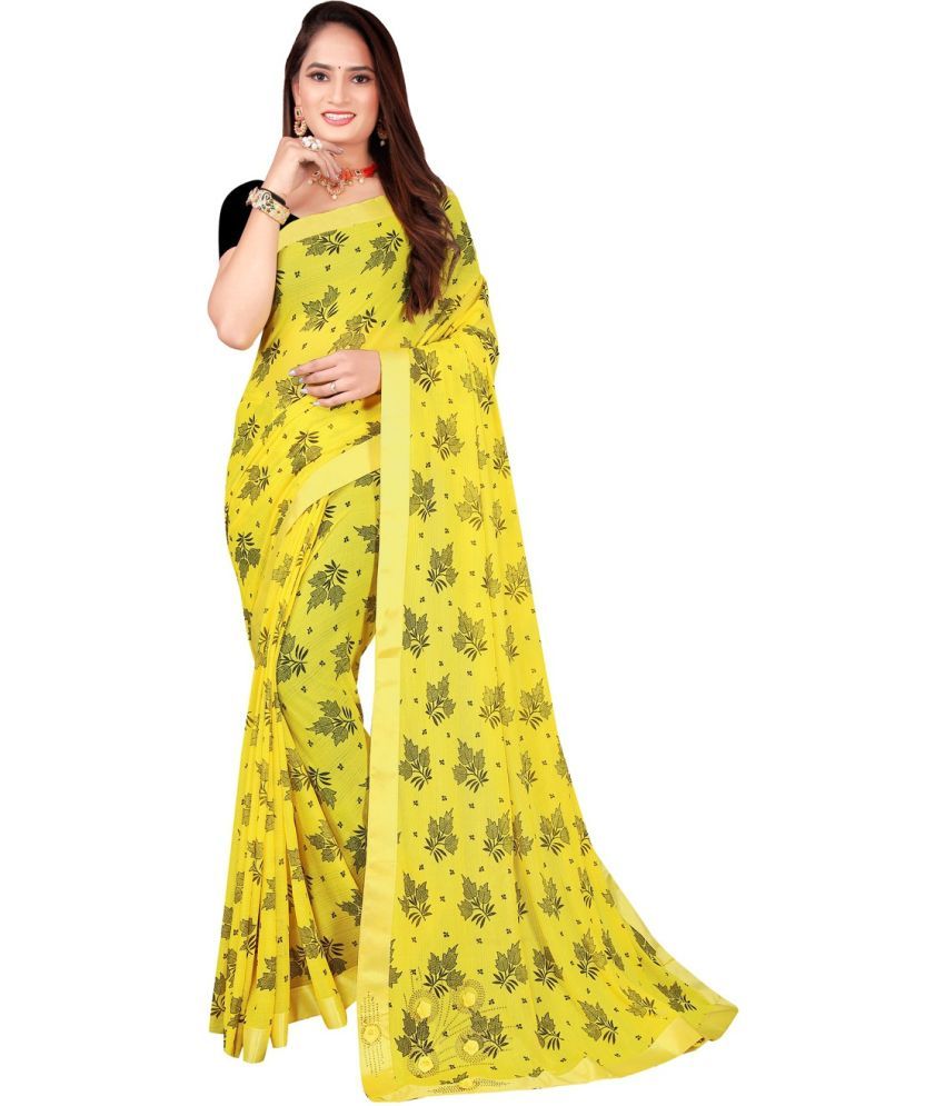     			Vkaran Cotton Silk Woven Saree Without Blouse Piece - Yellow ( Pack of 1 )