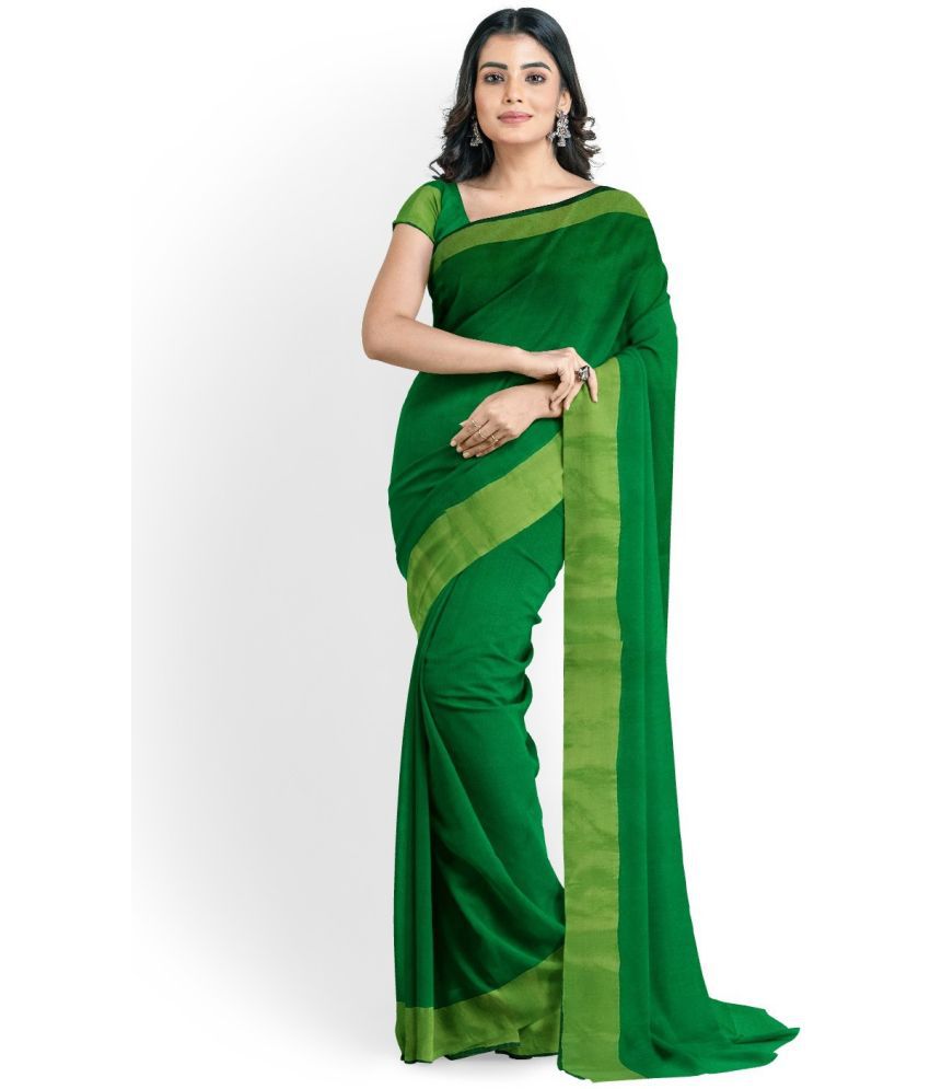     			Vkaran Cotton Silk Woven Saree Without Blouse Piece - Green ( Pack of 1 )