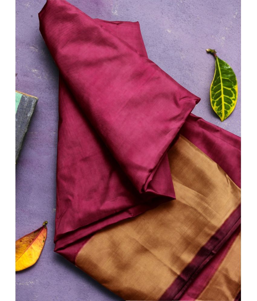     			Vkaran Cotton Silk Woven Saree Without Blouse Piece - Maroon ( Pack of 1 )