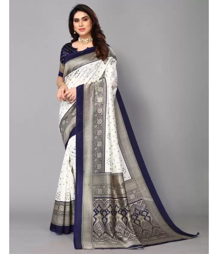     			Vkaran Cotton Silk Woven Saree Without Blouse Piece - Blue ( Pack of 1 )