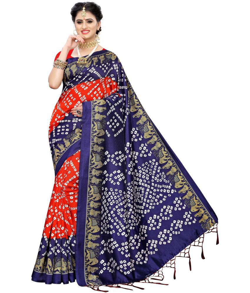     			Vkaran Cotton Silk Woven Saree Without Blouse Piece - Blue ( Pack of 1 )