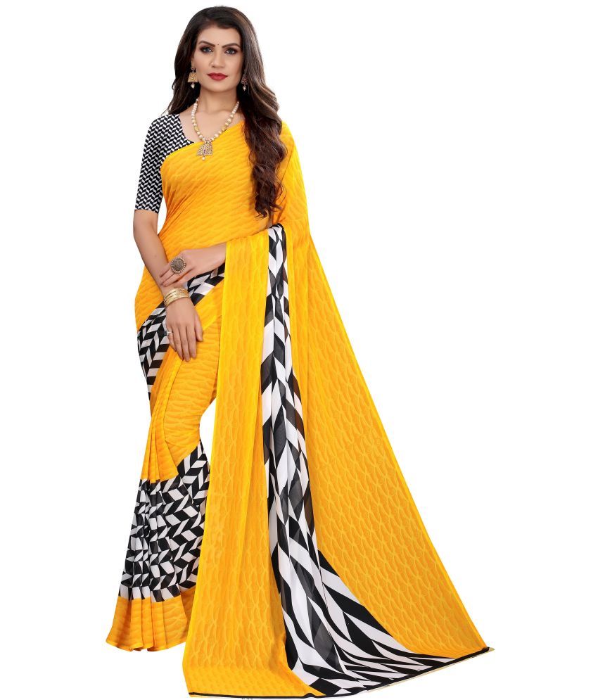     			Vkaran Cotton Silk Woven Saree Without Blouse Piece - Yellow ( Pack of 1 )