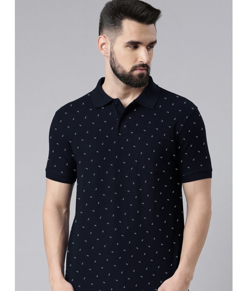     			Merriment Cotton Regular Fit Printed Half Sleeves Men's Polo T Shirt - Navy ( Pack of 1 )