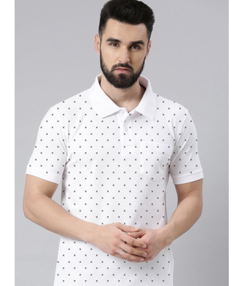     			Merriment Cotton Regular Fit Printed Half Sleeves Men's Polo T Shirt - White ( Pack of 1 )