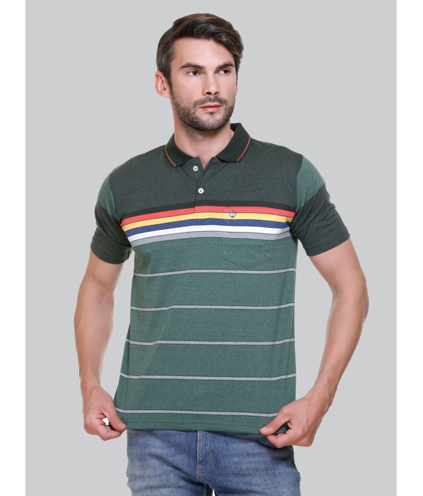     			Otaya Plus Cotton Blend Regular Fit Colorblock Half Sleeves Men's Polo T Shirt - Green ( Pack of 1 )