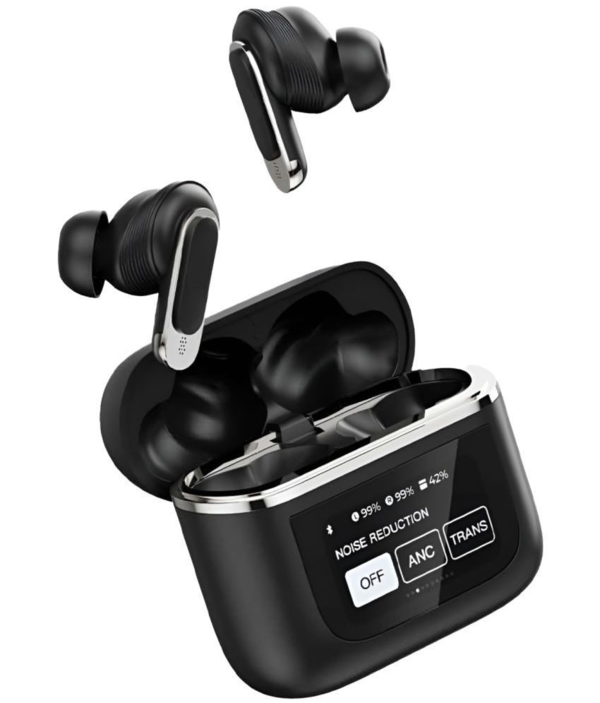     			VERONIC V8 TouchScreen ANC Bluetooth True Wireless (TWS) In Ear 32 Hours Playback Active Noise cancellation IPX4(Splash & Sweat Proof) Black