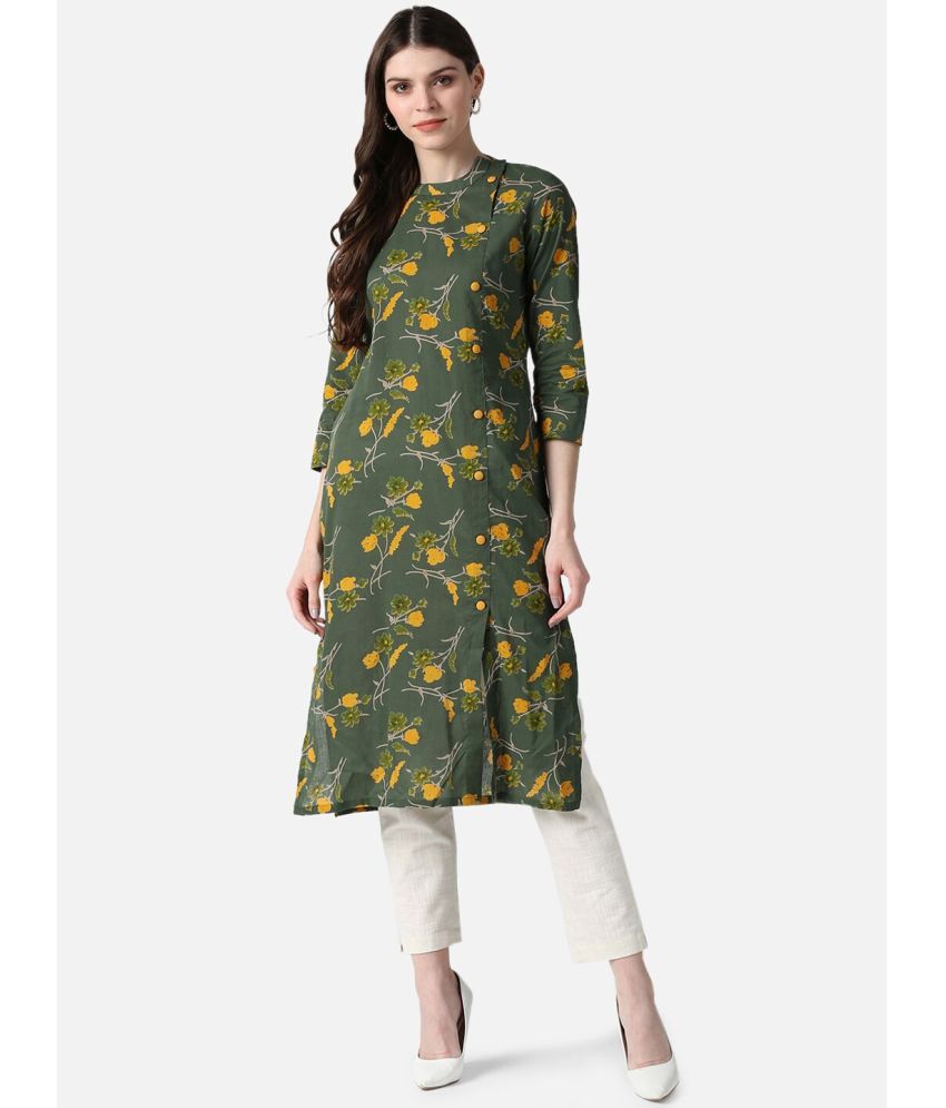     			Vaamsi Cotton Printed Straight Women's Kurti - Green ( Pack of 1 )