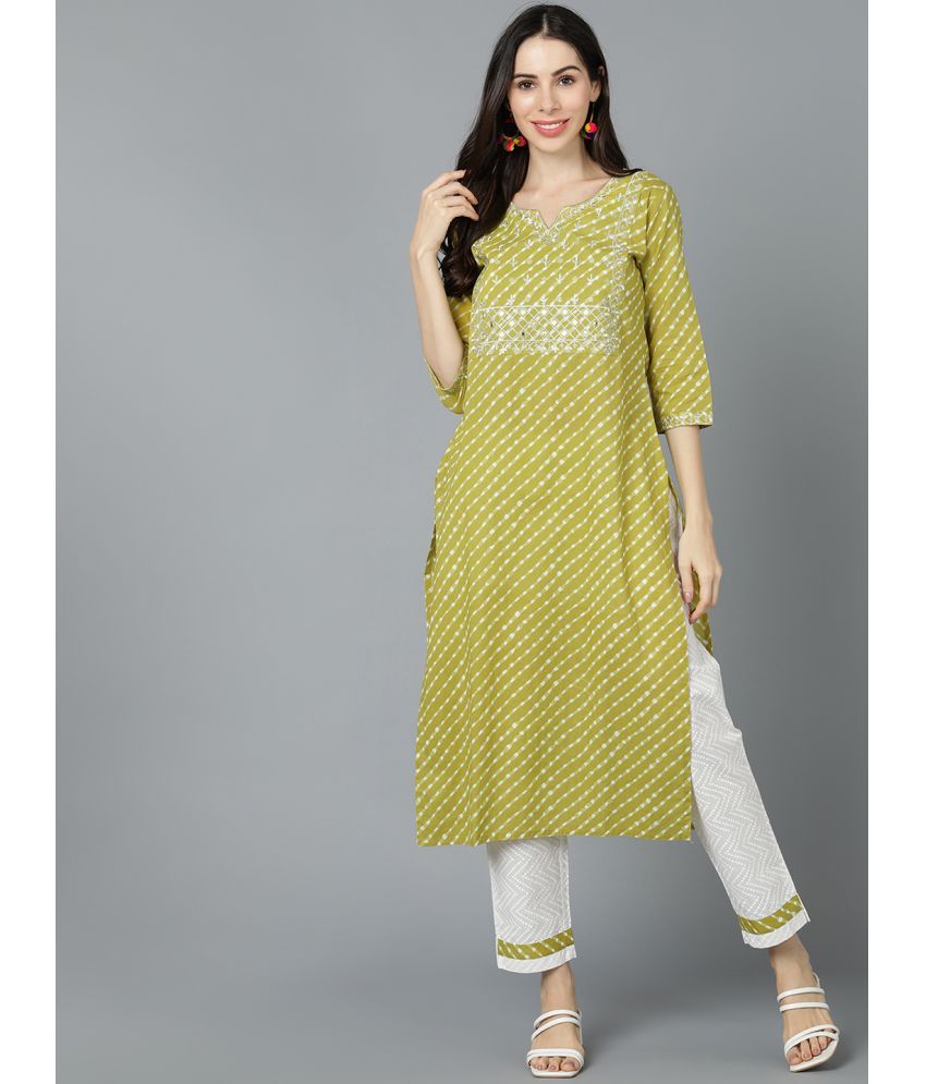     			Vaamsi Cotton Printed Straight Women's Kurti - Yellow ( Pack of 1 )