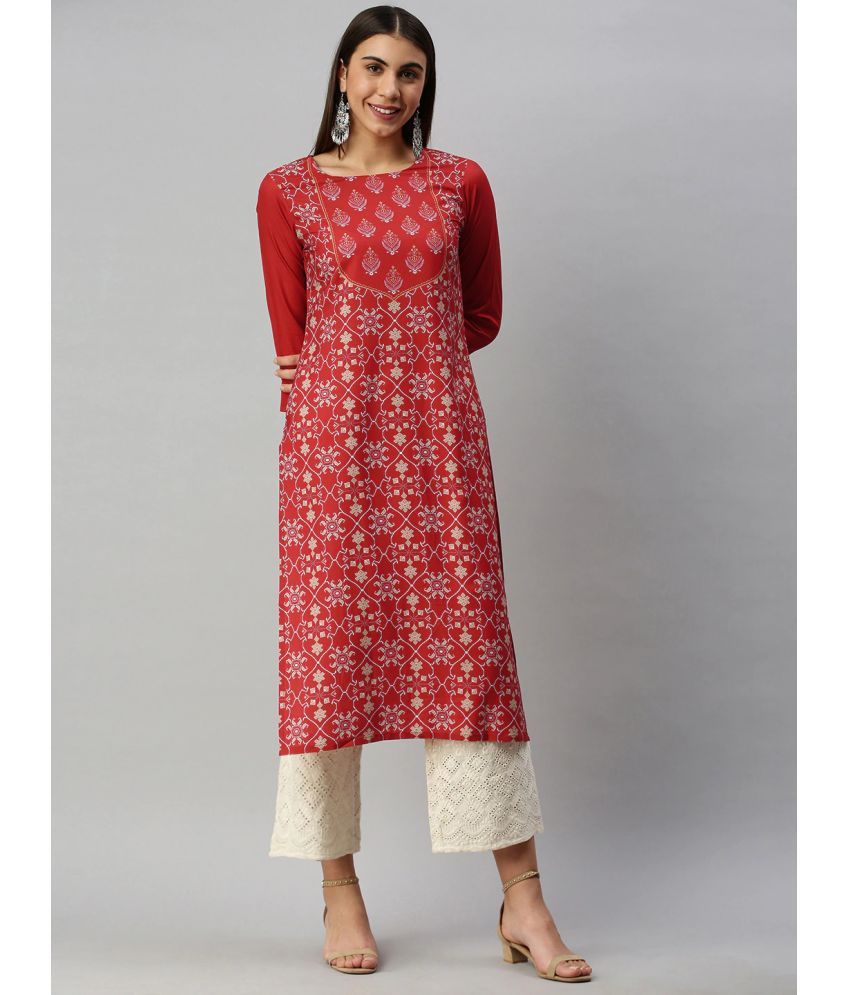     			Vaamsi Polyester Printed Straight Women's Kurti - Red ( Pack of 1 )