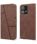 NBOX Brown Flip Cover Artificial Leather Compatible For Motorola Edge 40 Neo 5G ( Pack of 1 )