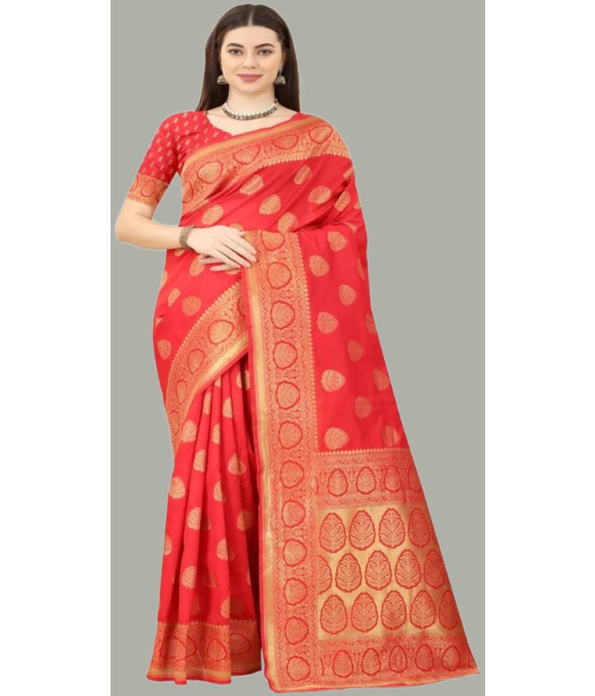     			GARIYA Banarasi Silk Embellished Saree With Blouse Piece - Red ( Pack of 1 )