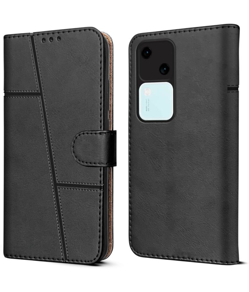     			NBOX Black Flip Cover Artificial Leather Compatible For Vivo V30 5G ( Pack of 1 )