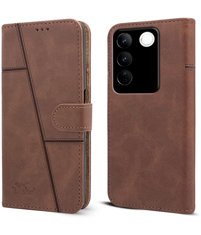     			NBOX Brown Flip Cover Artificial Leather Compatible For Vivo T3 5G ( Pack of 1 )