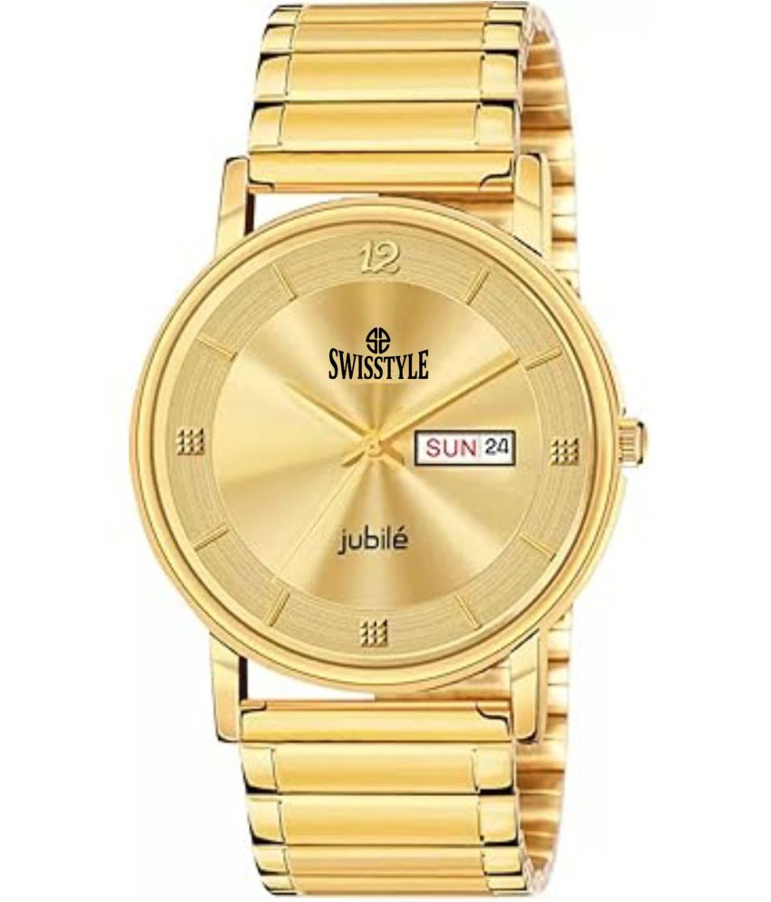     			Swisstyle Gold Leather Analog Men's Watch