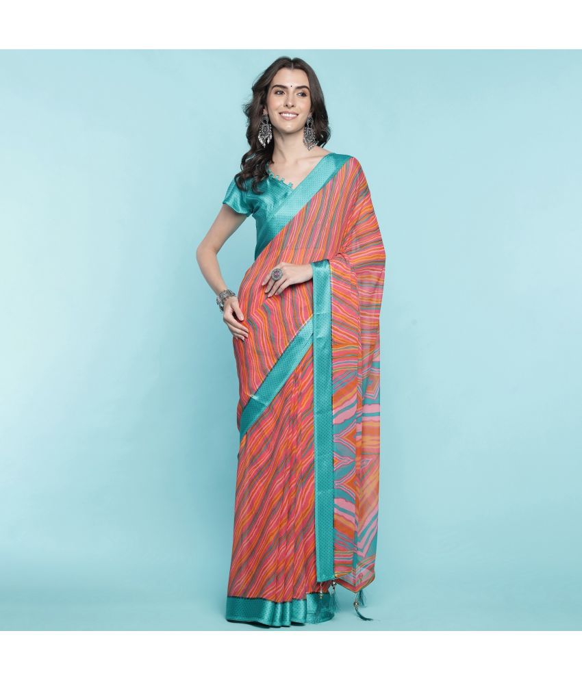     			Rekha Maniyar Fashions Chiffon Printed Saree With Blouse Piece - Peach ( Pack of 1 )