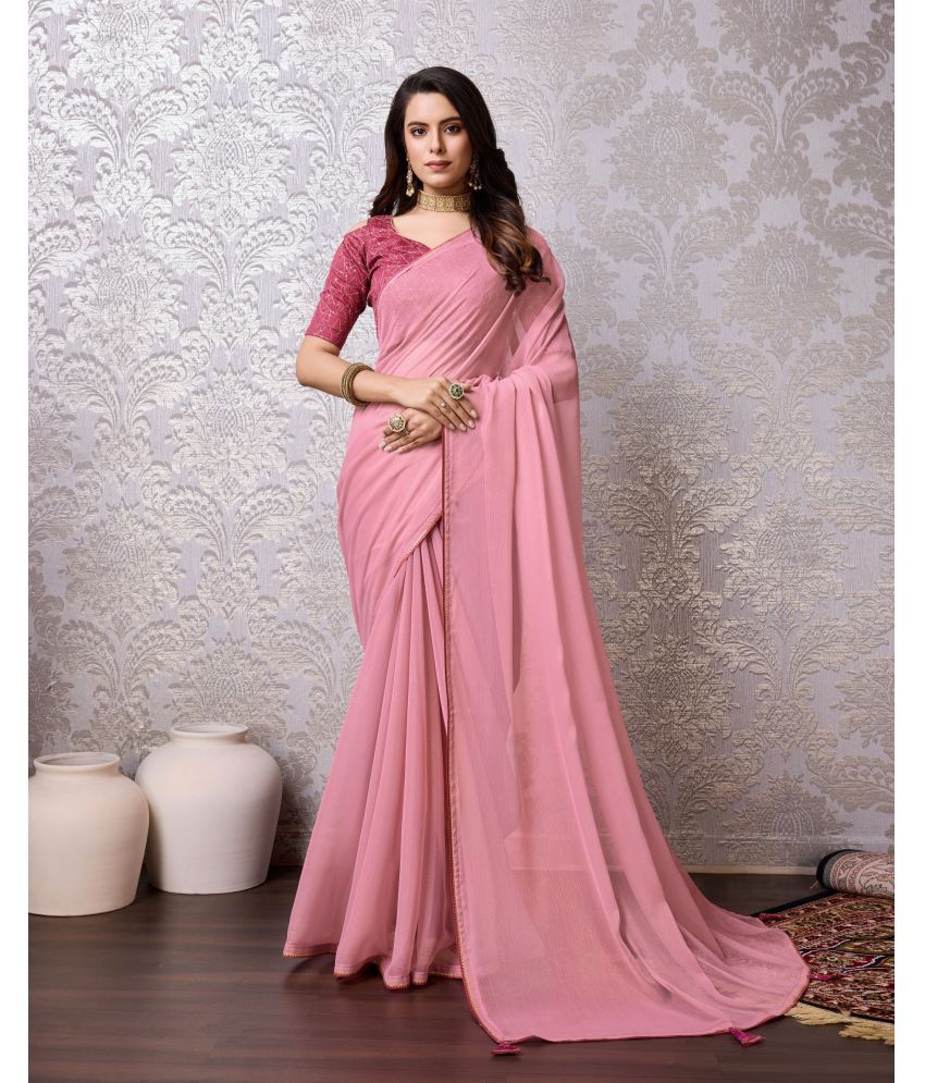     			Rekha Maniyar Chiffon Woven Saree With Blouse Piece - Peach ( Pack of 1 )