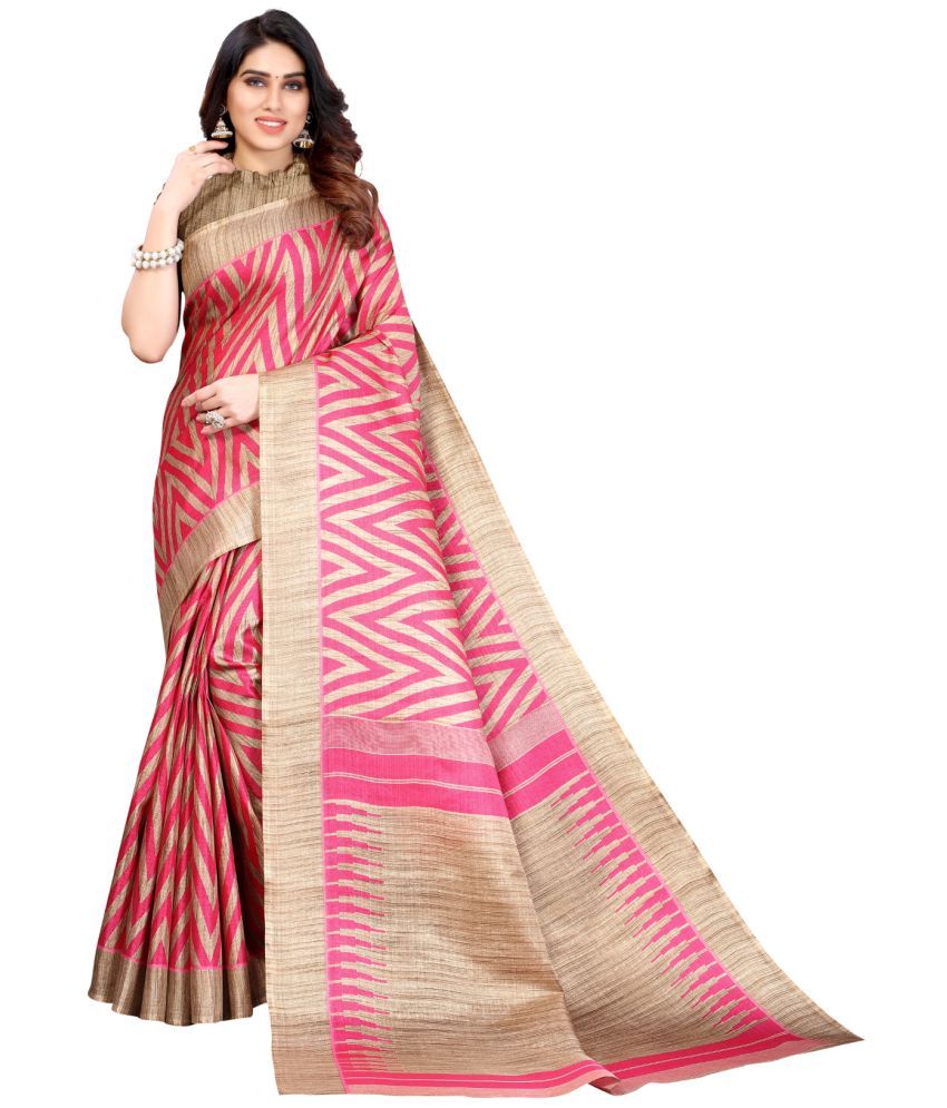     			Aadvika Art Silk Printed Saree With Blouse Piece - Multicolour ( Pack of 1 )