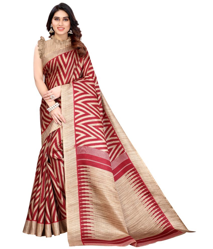     			Aadvika Art Silk Printed Saree With Blouse Piece - Multicolour ( Pack of 1 )