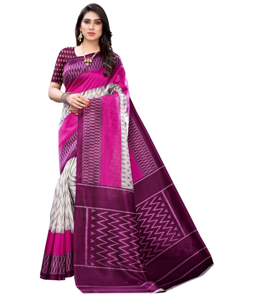     			Aadvika Art Silk Printed Saree With Blouse Piece - Multicolour ( Pack of 1 )