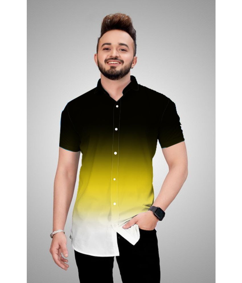     			BOUGHT FIRST Cotton Blend Regular Fit Dyed Half Sleeves Men's Casual Shirt - Yellow ( Pack of 1 )