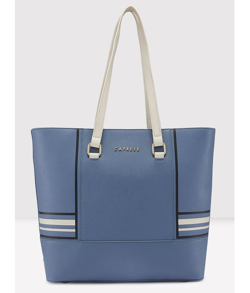     			Caprese Blue Faux Leather Tote Bag