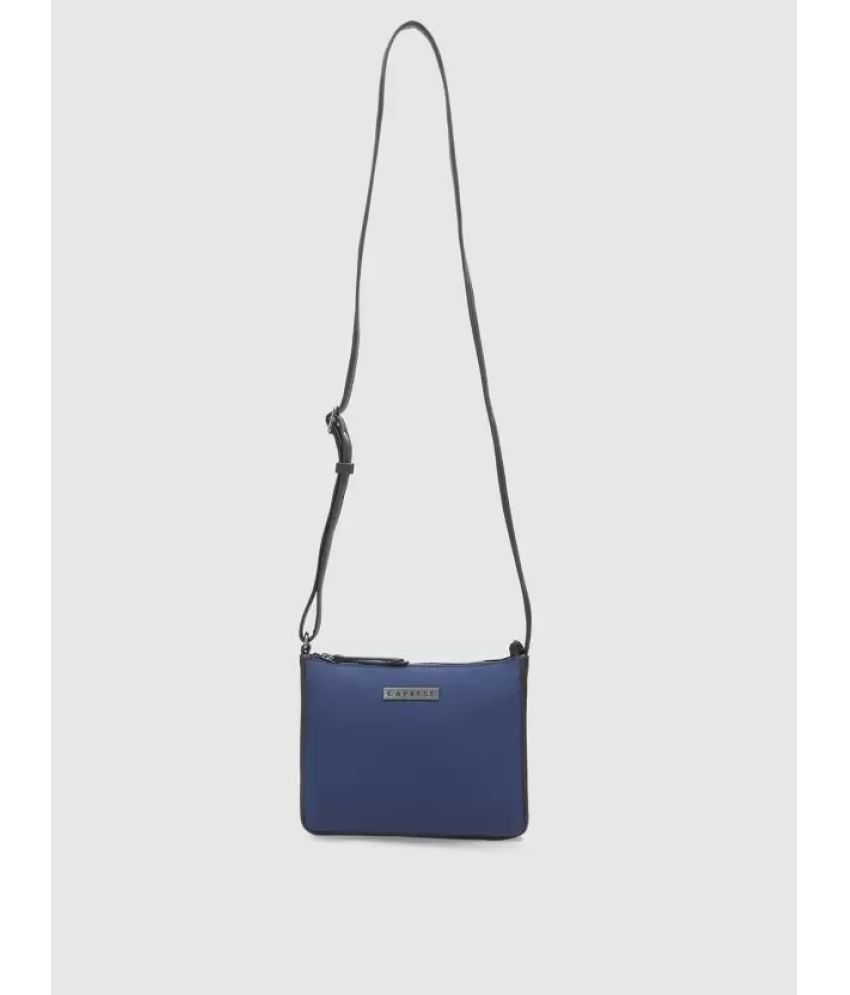     			Caprese Navy Blue Faux Leather Sling Bag