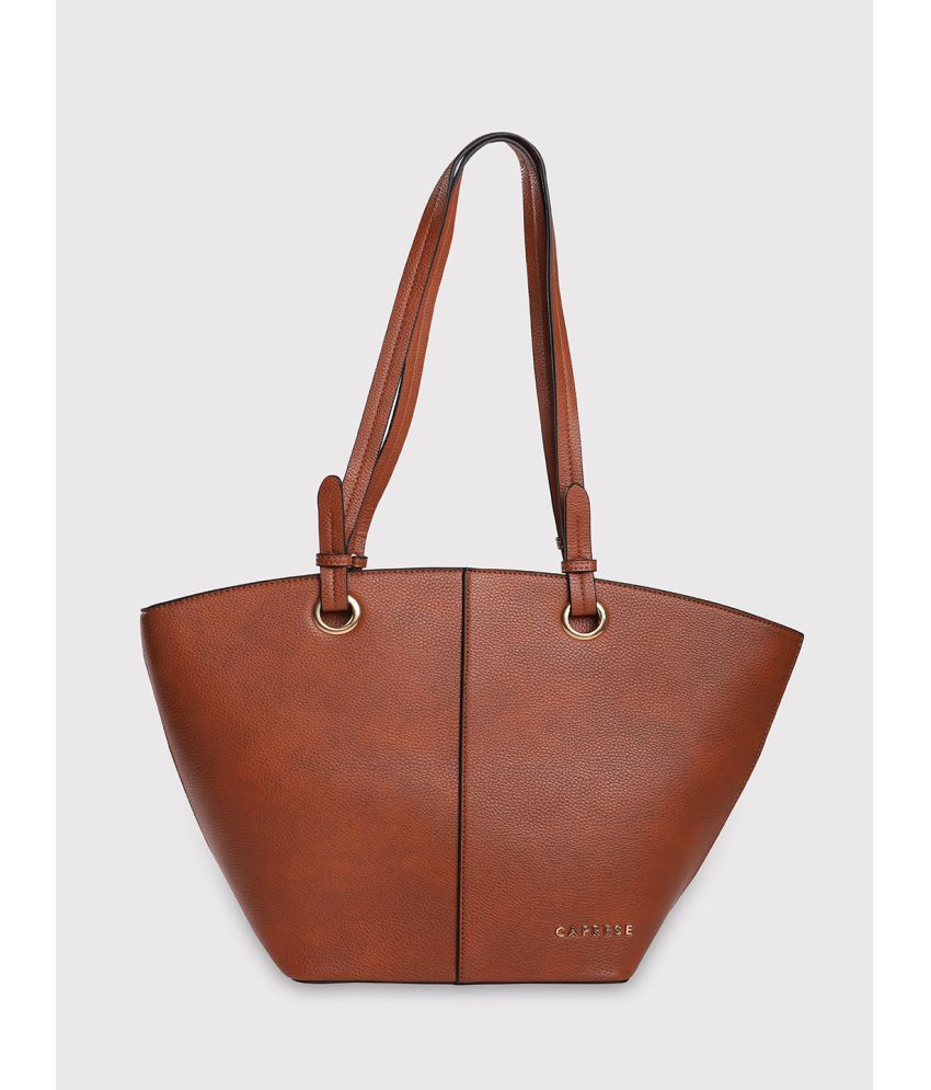     			Caprese Tan Faux Leather Tote Bag