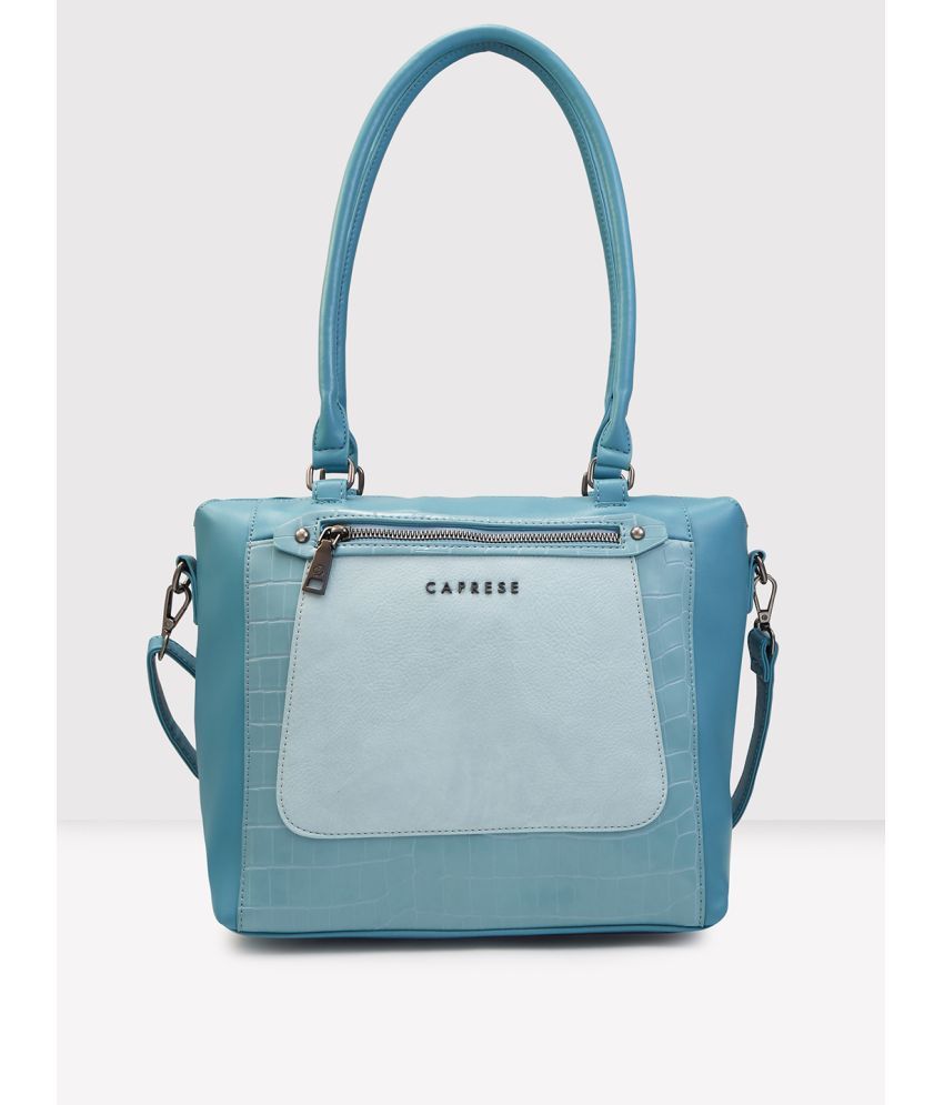     			Caprese Turquoise Faux Leather Tote Bag