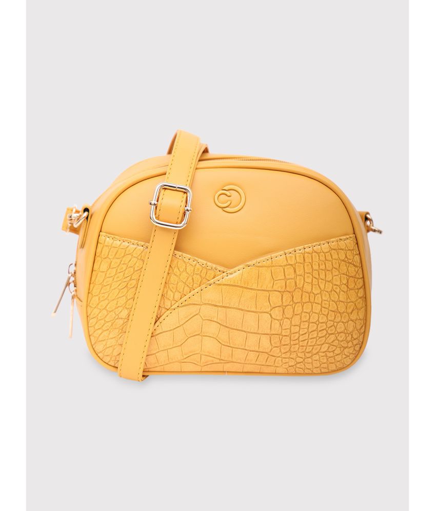     			Caprese Yellow Faux Leather Sling Bag