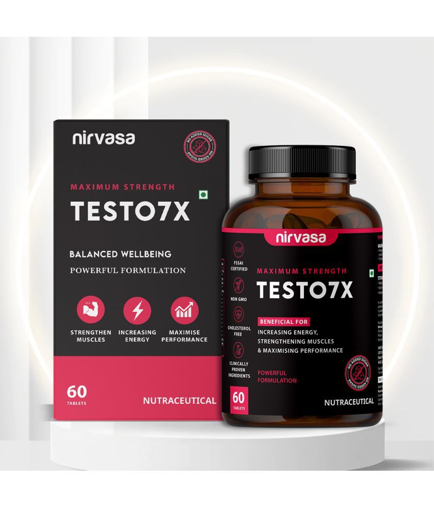     			Nirvasa TESTO7X Tablet, for Stamina, Performance and boosts T-Level in men,enriched with Tribulus terrestris, Ashwagandha Safed Musli (1 X 60 Tablets)