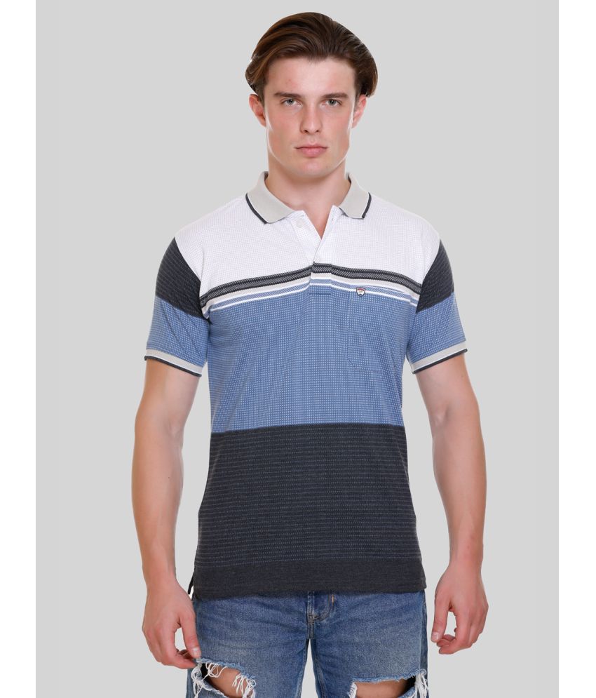     			Otaya Plus Cotton Blend Regular Fit Colorblock Half Sleeves Men's Polo T Shirt - Blue ( Pack of 1 )