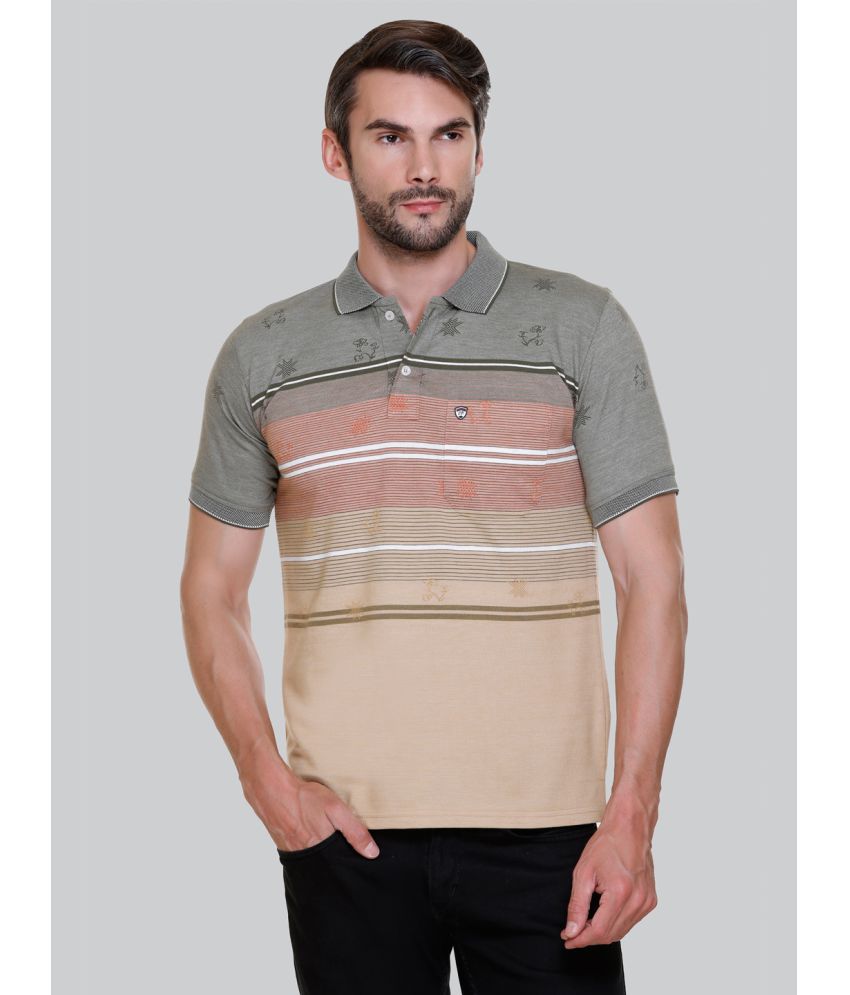     			Otaya Plus Cotton Blend Regular Fit Striped Half Sleeves Men's Polo T Shirt - Multicolor ( Pack of 1 )