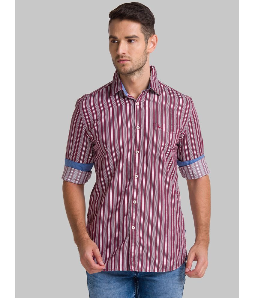     			Parx 100% Cotton Slim Fit Striped Full Sleeves Men's Casual Shirt - Red ( Pack of 1 )