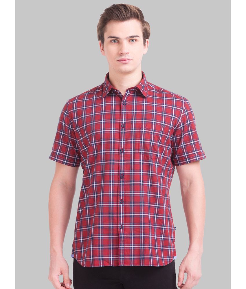     			Parx 100% Cotton Slim Fit Checks Half Sleeves Men's Casual Shirt - Brown ( Pack of 1 )