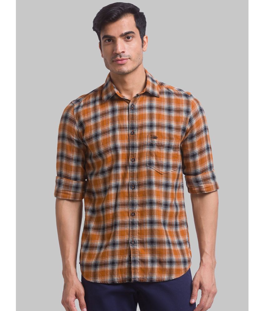     			Parx 100% Cotton Slim Fit Checks Full Sleeves Men's Casual Shirt - Brown ( Pack of 1 )