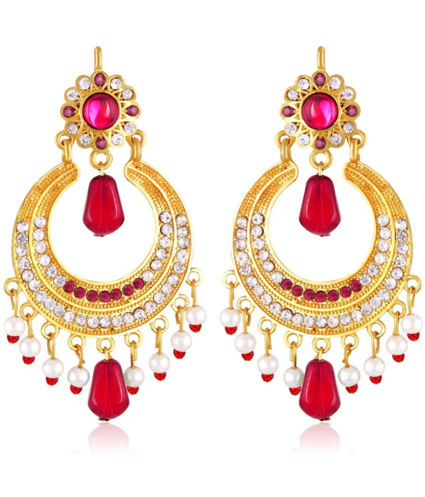     			VIVASTRI Red Jhumki Earrings ( Pack of 1 )