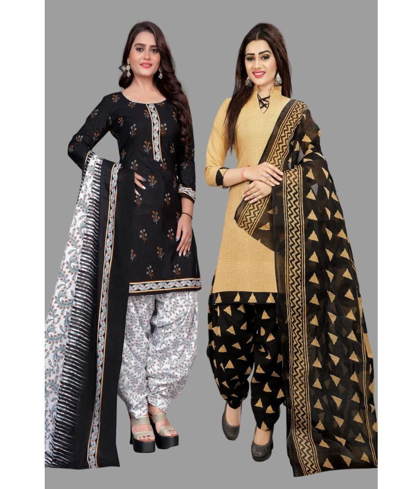     			WOW ETHNIC Unstitched Cotton Blend Printed Dress Material - Multicolor ( Pack of 2 )