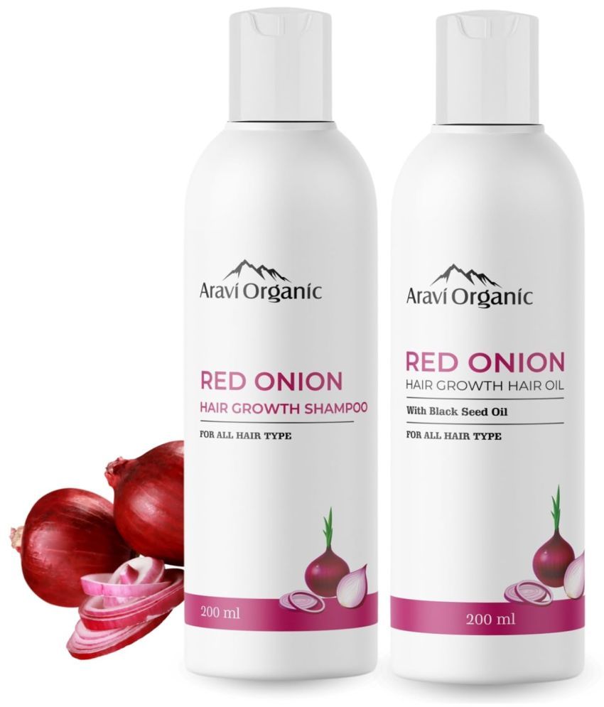     			Aravi Organic 100 % Pure Red Onion Hair Oil And Shampoo For Hair Growth & Hairfall Control-Pack Of 2