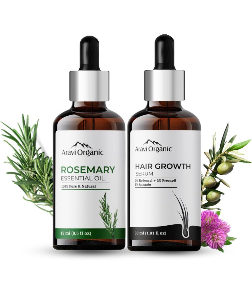     			Aravi Organic Rosemary Essential Oil & Hair Growth Serum Combo Natural Hair Care Solution (Rosemary Essential Oil - 15 ml + Hair Growth Serum - 30 ml)
