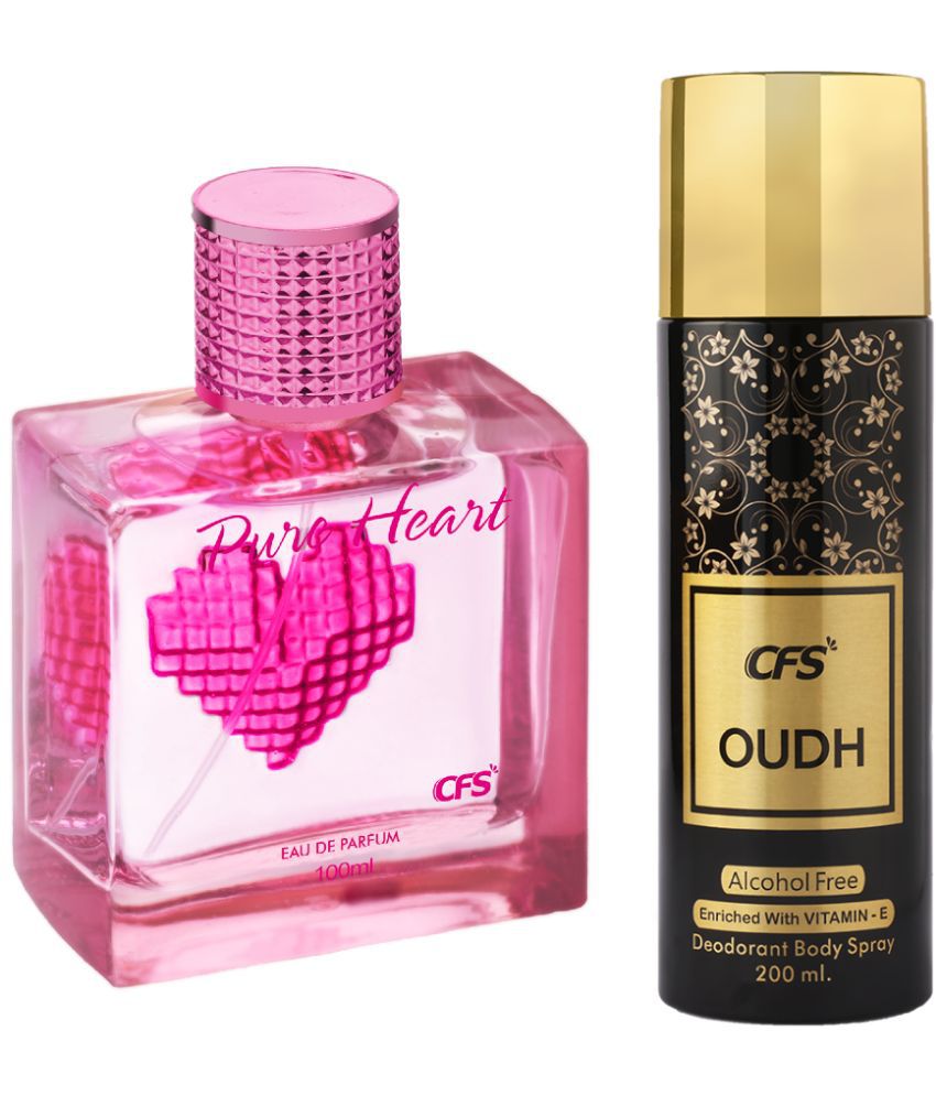     			CFS Pure Heart Pink EDP Long Lasting Perfume & Oudh Black Deodorant Body Spray