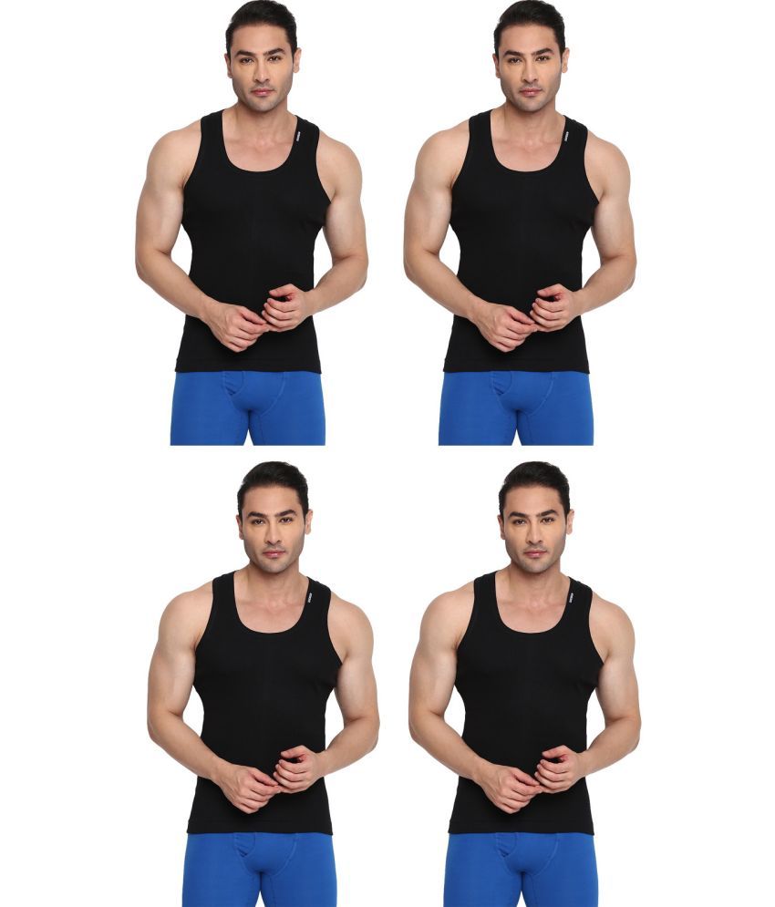     			COLORS by Rupa Frontline Black Cotton Men's Vest ( Pack of 4 )